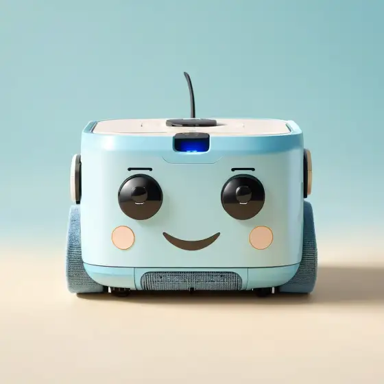 A cute pukhosos robot with a pixel smile